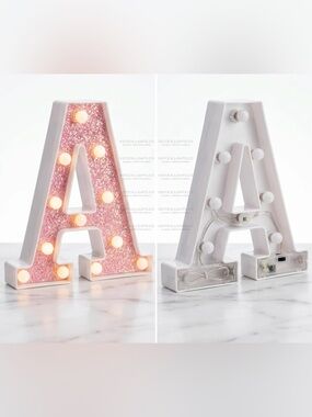 Pink Glitter LED Marquee Letter "A" - Light Up Wall Decor